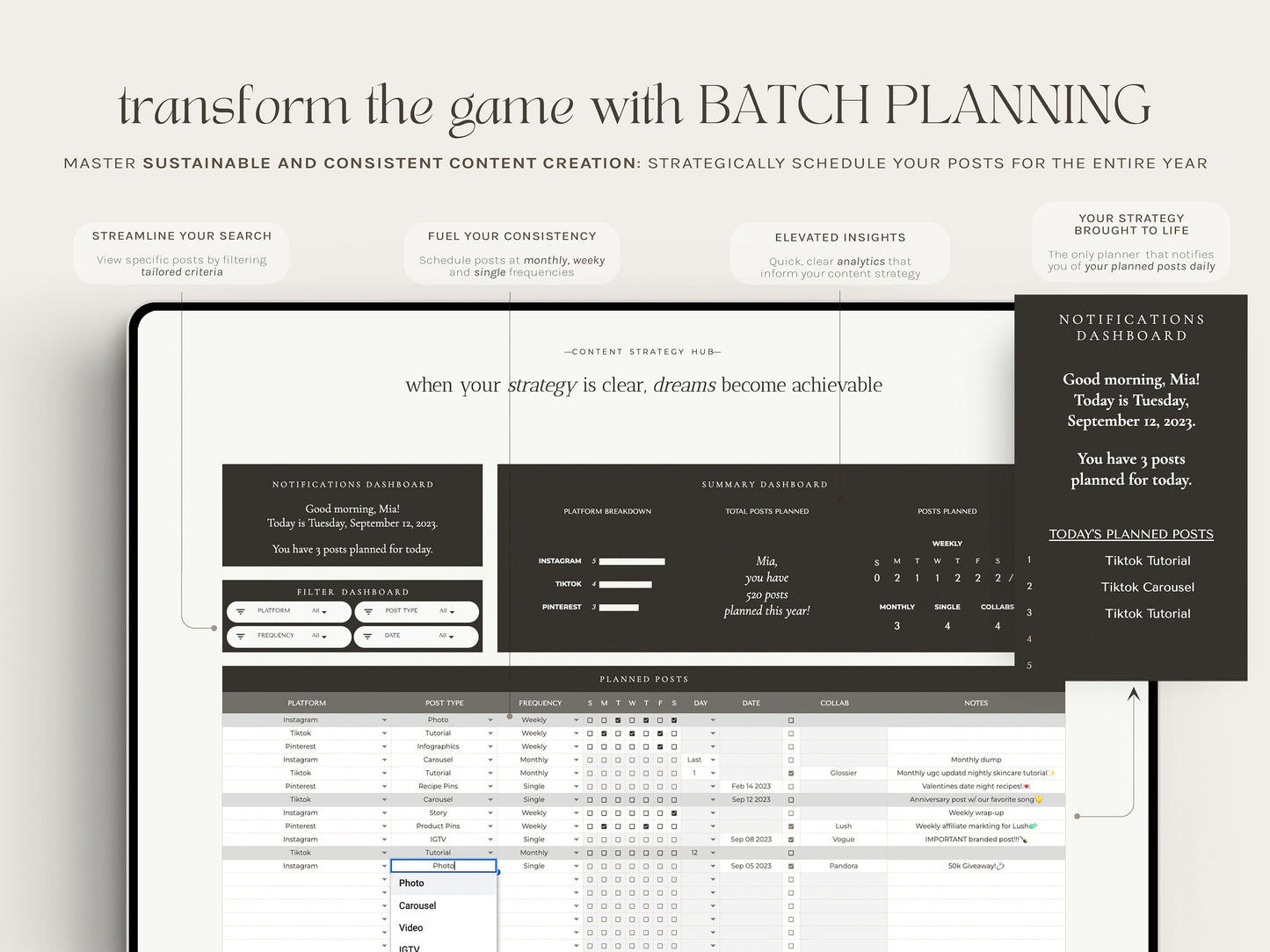 Ultimate Social Media Planner and Calendar (Google Sheets)