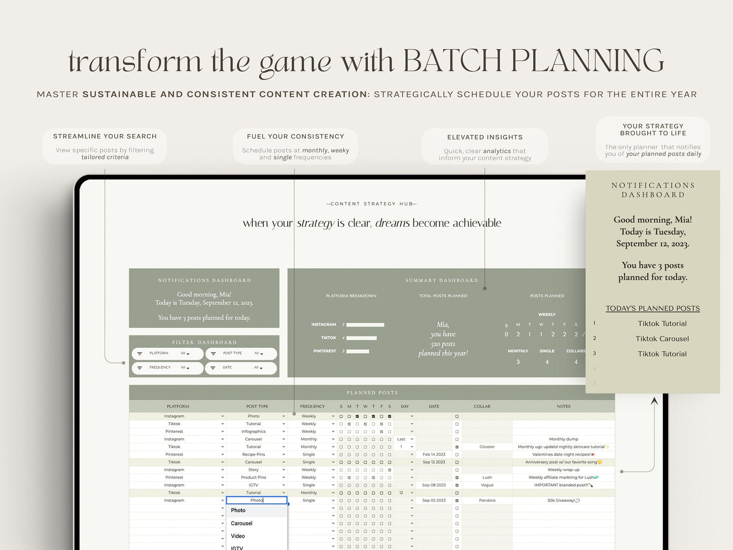 Ultimate Social Media Planner and Calendar (Google Sheets)