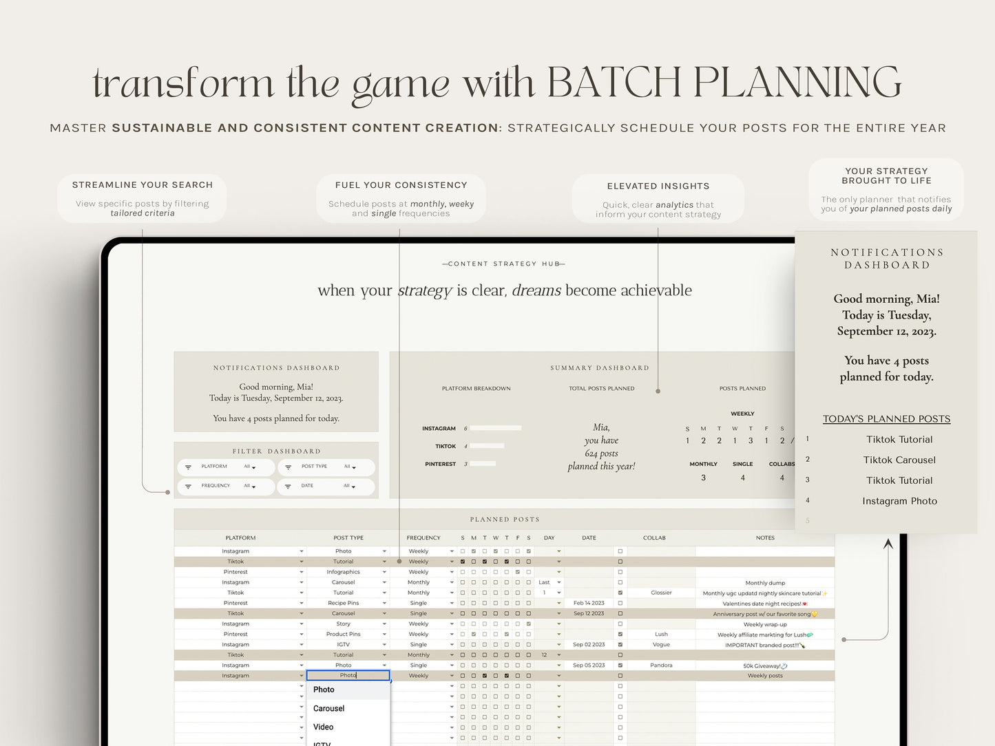 Ultimate Social Media Planner and Calendar (Google Sheets)