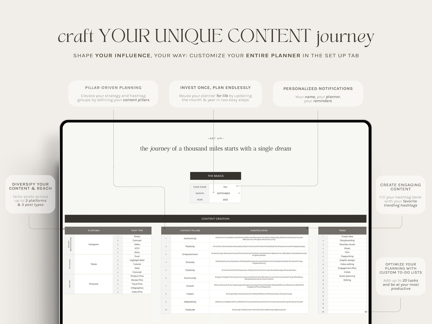 Simple Social Media Planner and Calendar (Google Sheets)