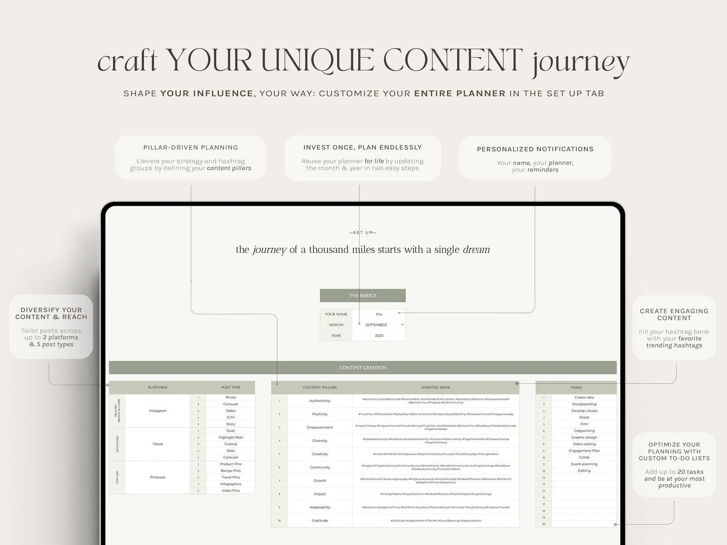 Simple Social Media Planner and Calendar (Google Sheets)